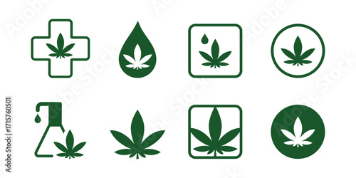 Medical cannabis oil icon set.eps