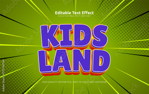 kids land editable text effect