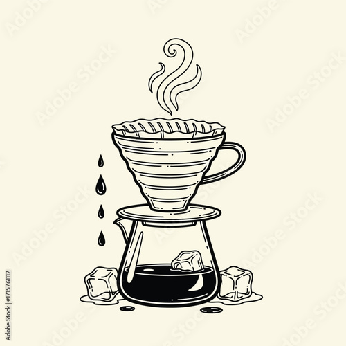 Pour Over Coffee Brewing Method Iced Coffee.