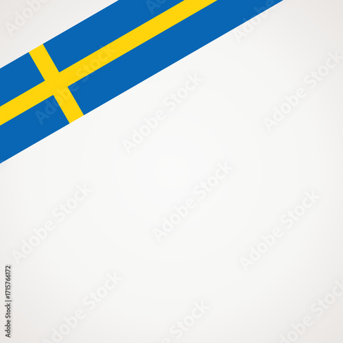 Corner ribbon flag of Sweden for a top left area of a page.