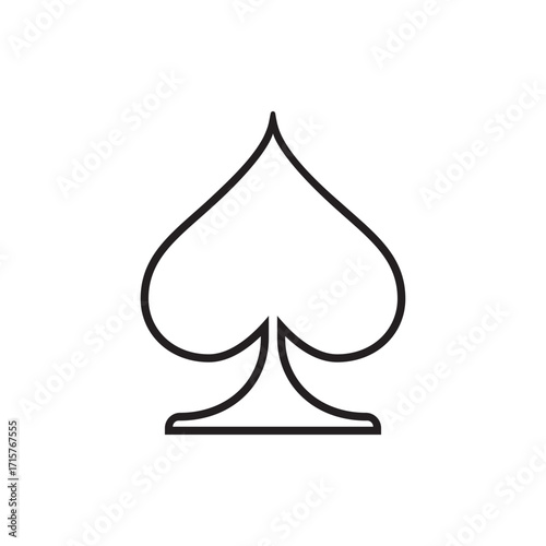 Black outline spade poker suit symbol template