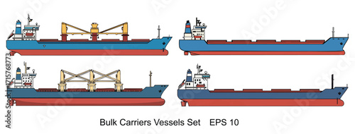 Bulk Carrier Vessels set. A Comprehensive Guide to Ship Types and Designs