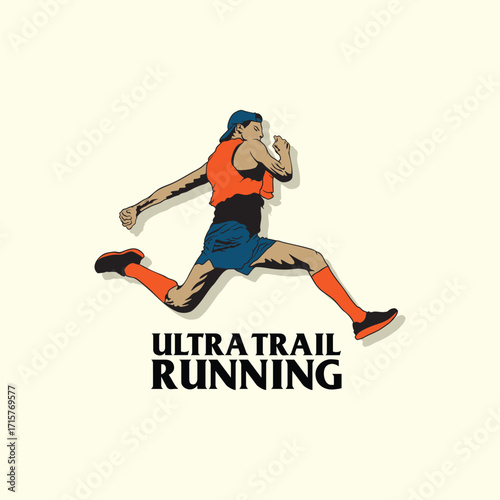ultr trail run illustration image for background poster or logo