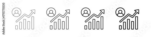 Customer Growth Icons Set In Various Stroke Line Styles