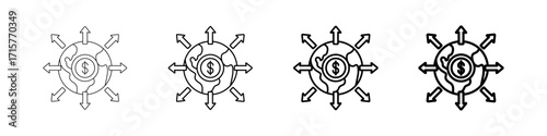 Market Expansion Icons Set In Various Stroke Line Styles