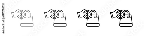 Sales Commission Icons Set In Various Stroke Line Styles
