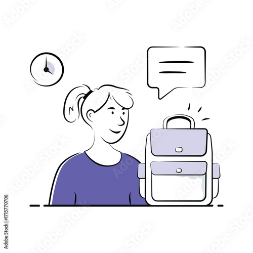 Young student ready for school carrying backpacks and supplies, back to school illustration