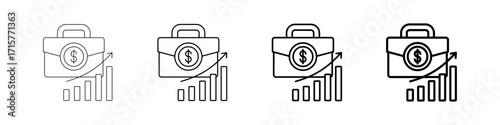 Business Growth Icons Set In Various Stroke Line Styles
