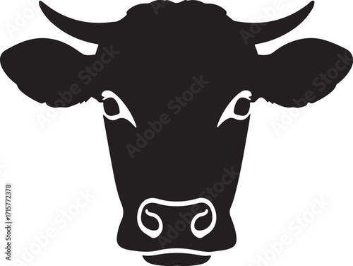 cow head silhouette on white background