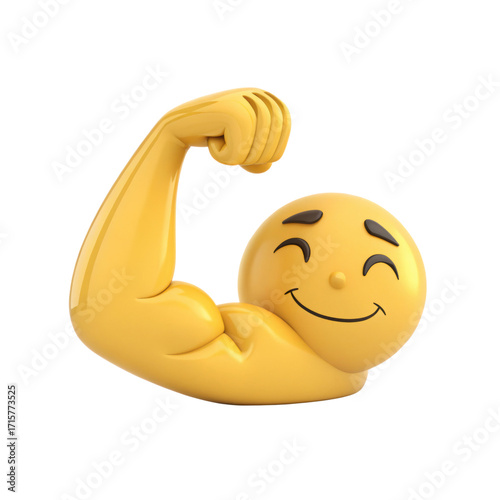 Emoji Flexing Bicep Muscle Arm Strength Expression of Power and Determination on Transparent Background for Digital Communication