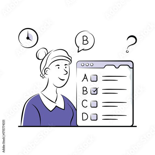 Grab this amazing illustration of online test in trendy style