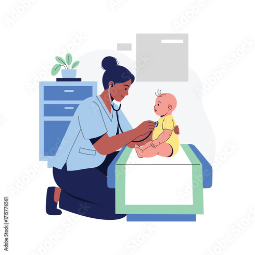 Doctor Examining Baby at hospital Illustration
