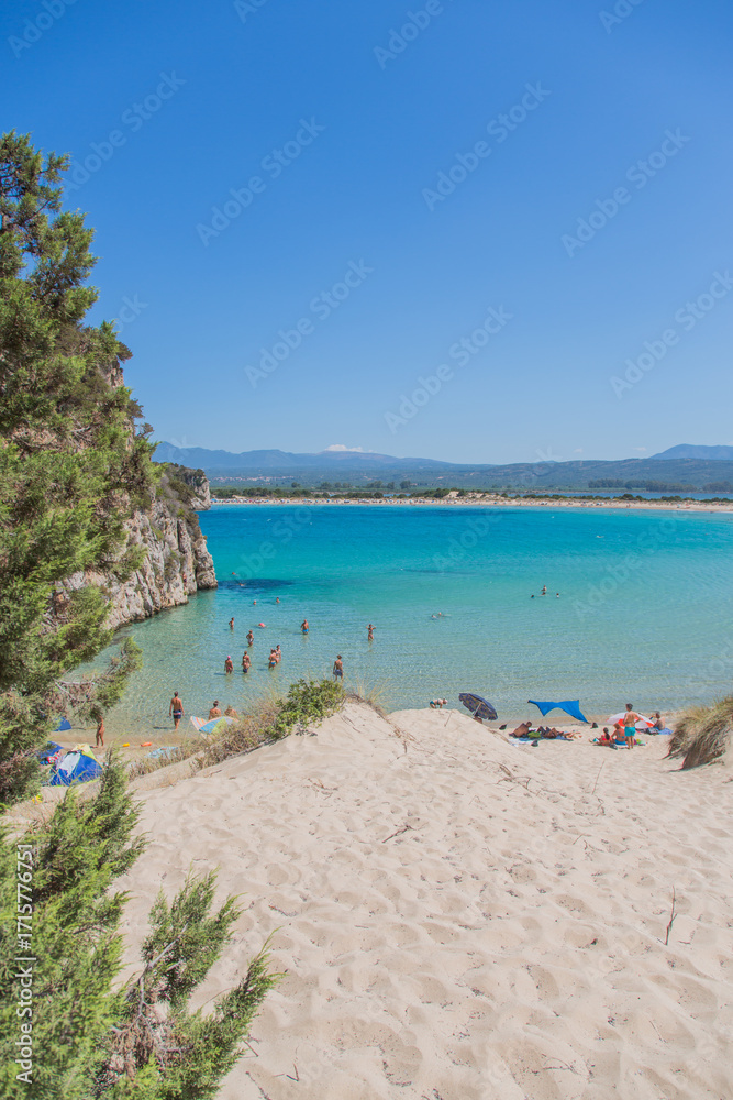 Fototapeta premium Voidokilia beach, one of the most beautiful beaches in Greece, Peloponnes, near Pylos (vertical)