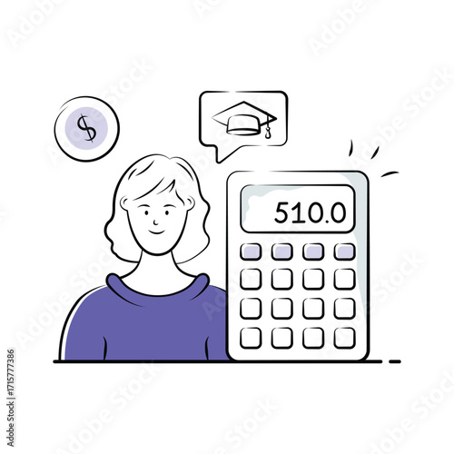 Student calculating tuition fees and managing educational loan payments.