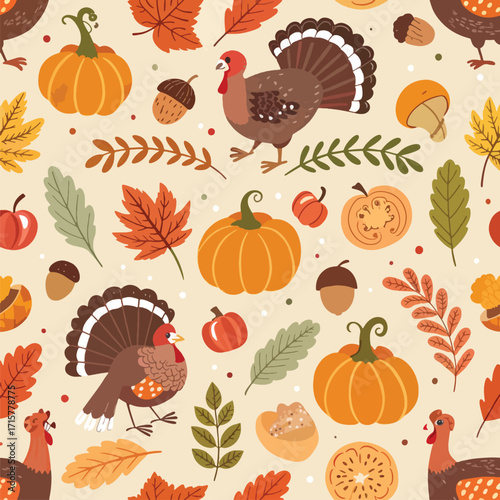 autumn seamless pattern,happy thanks giving seamless pattern,seamless pattern