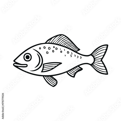 Illustration of a fish with detailed fins and spots on its body.