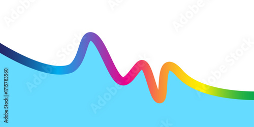Abstract 3d blue wave with arrow moving up on a white background for a business success finance graph design
