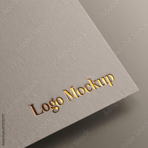 Elegant gold foil embossed logo mockup on textured paper