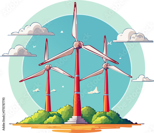wind turbines on the beach