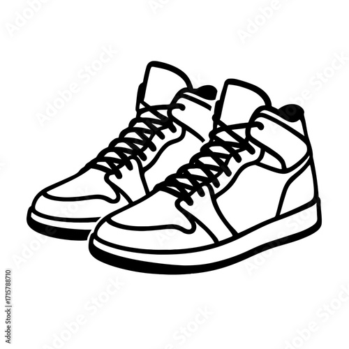Basketball Shoes Outline Icon - Sportswear and Footwear Symbol