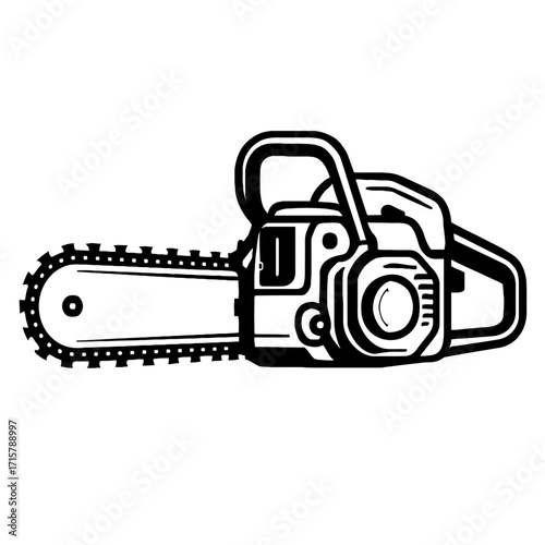Chainsaw Power Tool Vector Icon - Equipment for Forestry and Woodworking