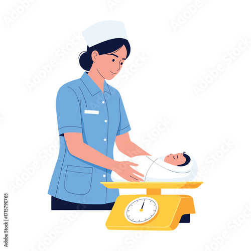 Nurse Weighing Baby at Posyandu