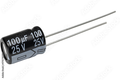 Black electrolytic capacitor 25V 100µF.