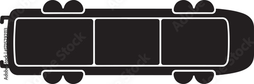 Top View of a Black Bus Silhouette Illustration for Transportation and Urban Mobility Concepts Design