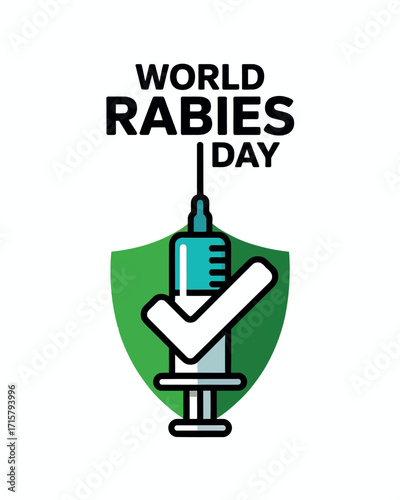 World Rabies Day Vaccine and Shield Protection Illustration
