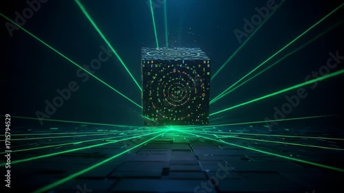 Abstract futuristic box with laser beams