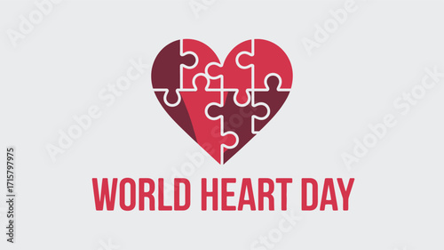 World Heart Day with Puzzle Heart Design and Bold Text