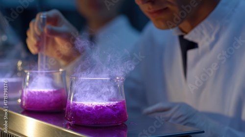 Fototapeta Naklejka Na Ścianę i Meble -  food technology lab, scientists experimenting with molecular gastronomy, holographic futuristic kitchen devices