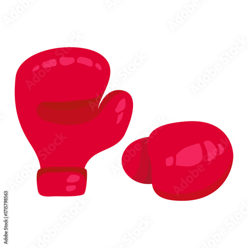 A red boxing gloves. Drawings, Illustration, Cartoon, Vector.