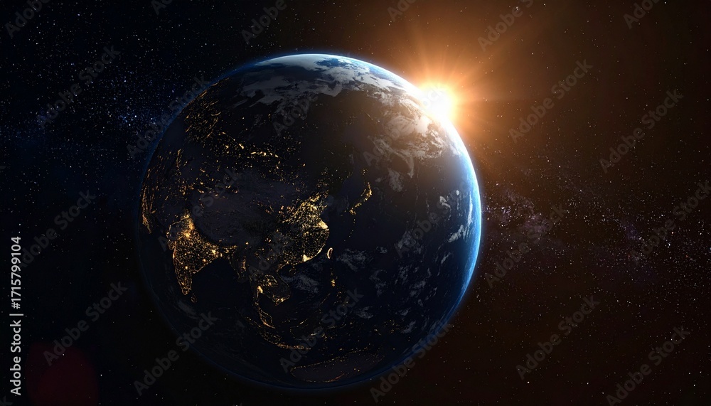 Fototapeta premium Earth shining quietly in deep space