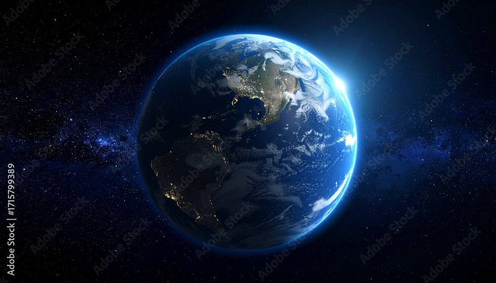 Fototapeta premium Earth shining quietly in deep space