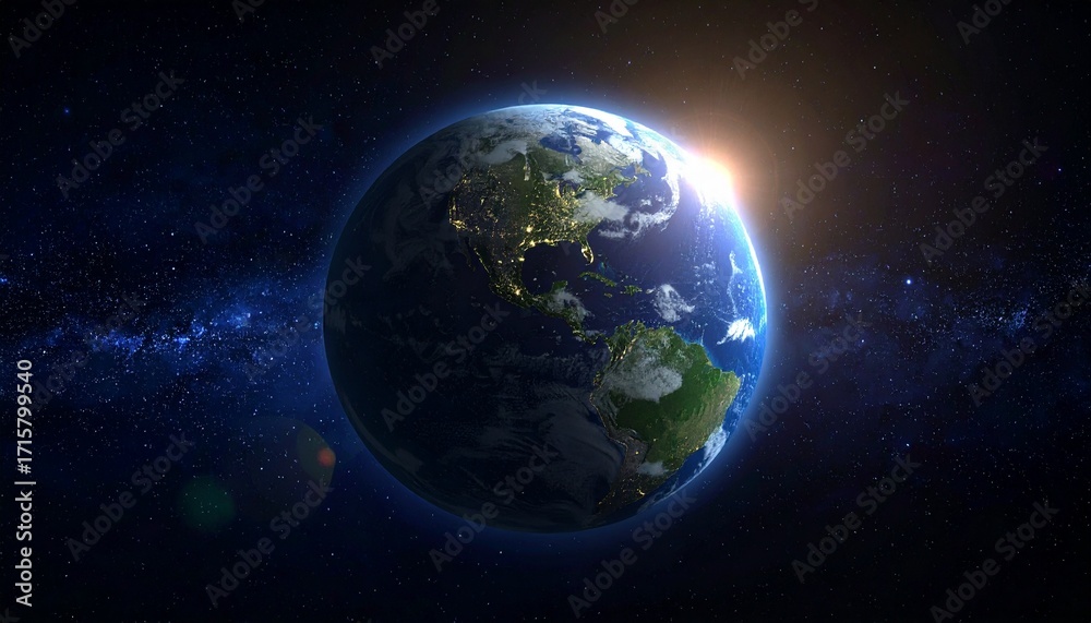 Fototapeta premium Earth shining quietly in deep space