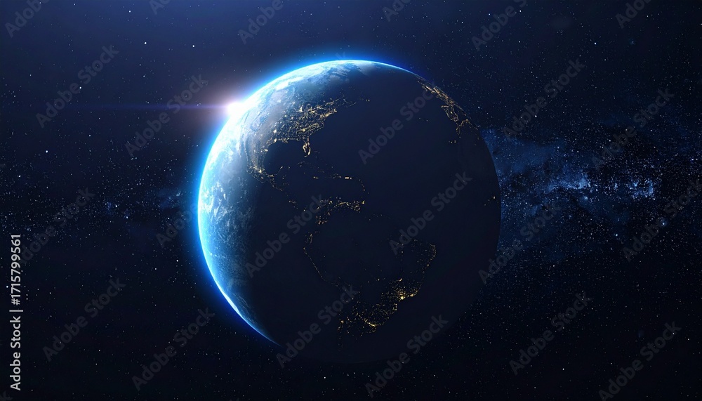 Fototapeta premium Earth shining quietly in deep space