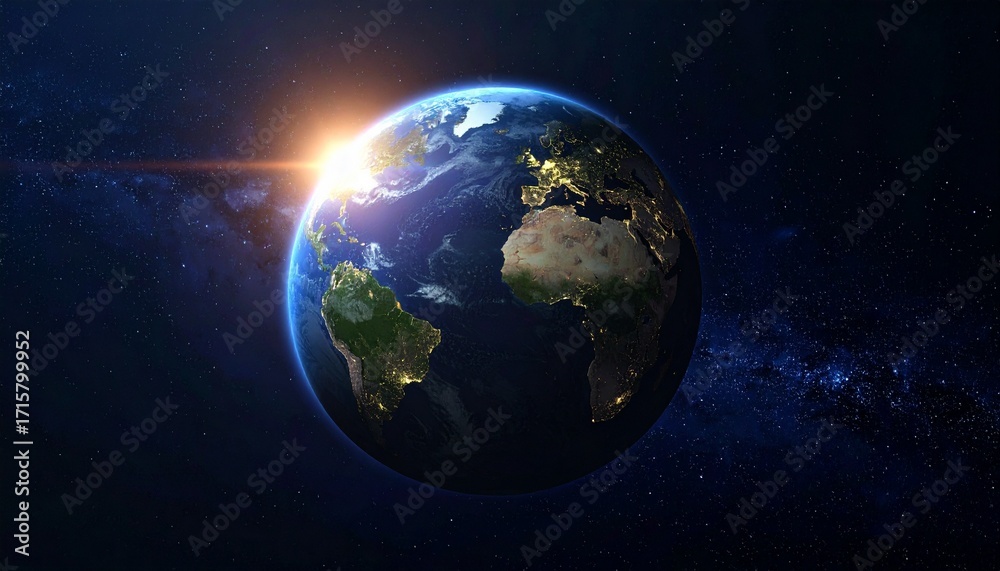 Fototapeta premium Earth shining quietly in deep space