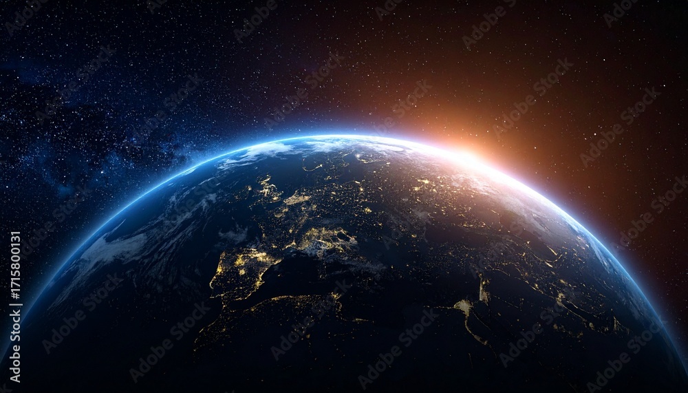 Fototapeta premium Earth shining quietly in deep space
