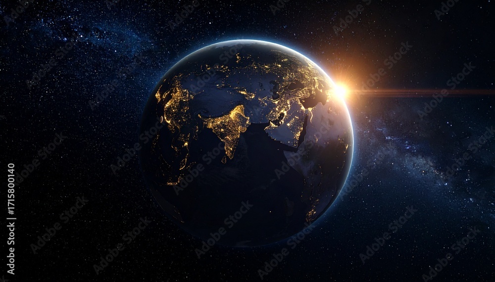 Fototapeta premium Earth shining quietly in deep space