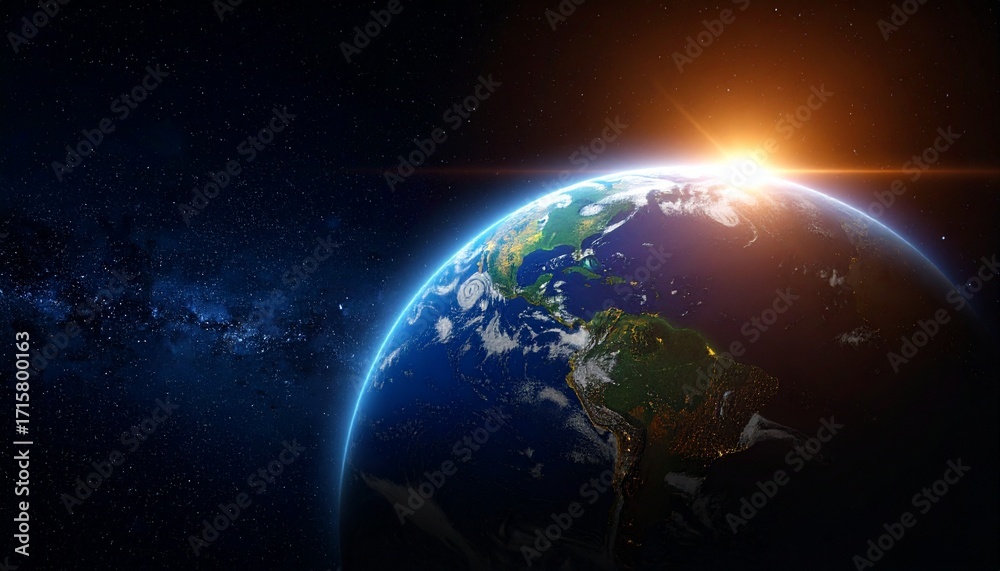 Obraz premium Earth shining quietly in deep space