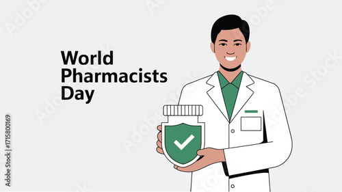World Pharmacists Day Healthcare Professional Medicine Shield Illustration