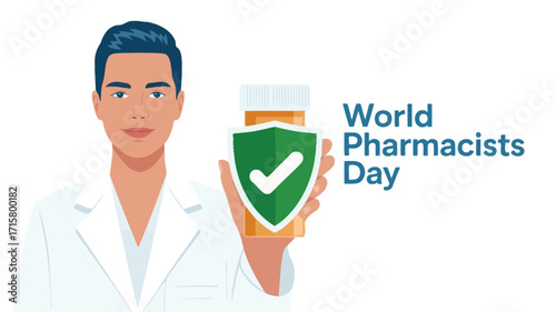 World Pharmacists Day Healthcare Professional Medicine Shield Illustration