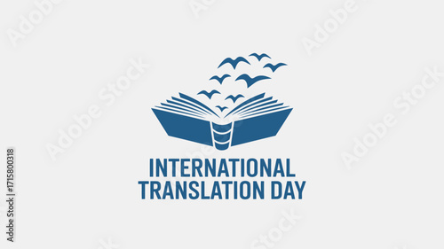 International Translation Day Open Book with Birds Design