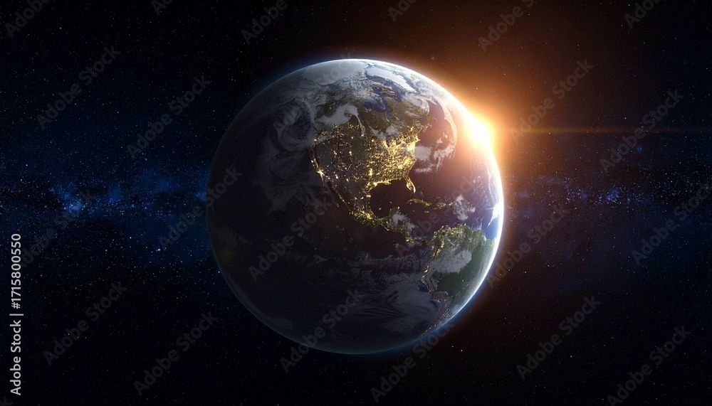 Obraz premium Earth shining quietly in deep space