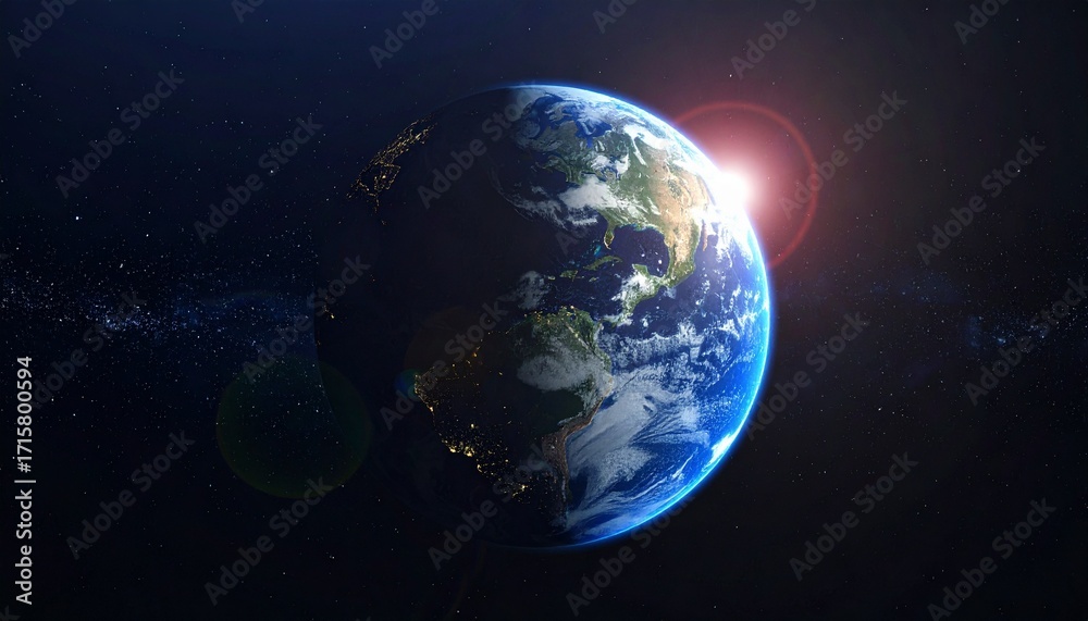 Fototapeta premium Earth shining quietly in deep space