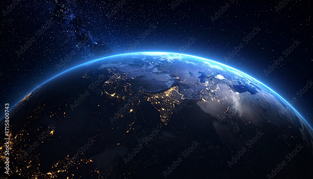 Obraz premium Earth shining quietly in deep space