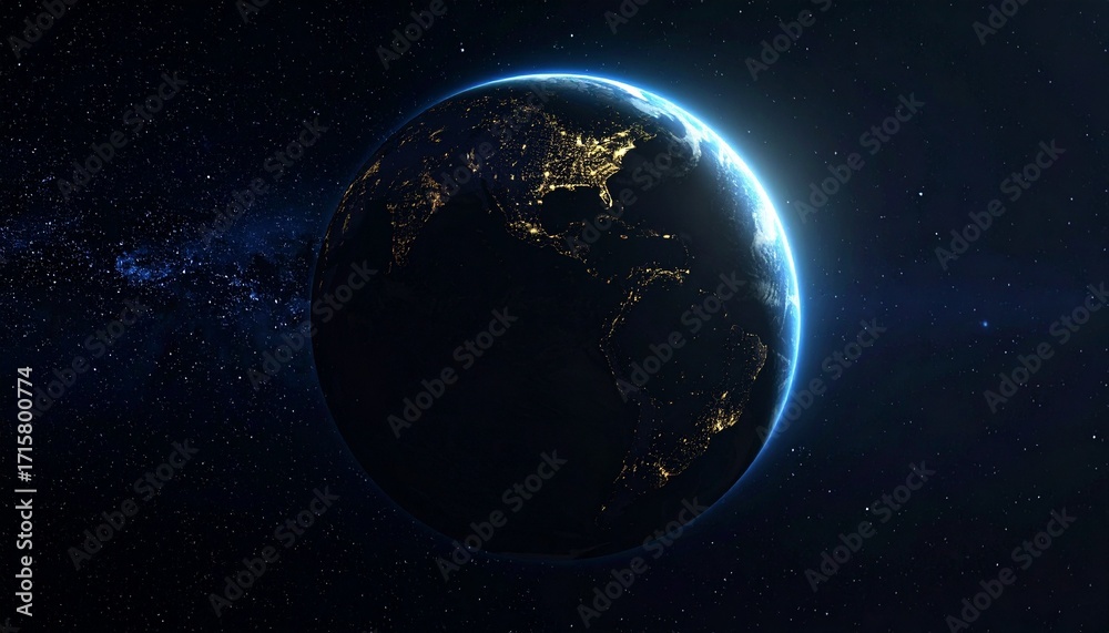 Obraz premium Earth shining quietly in deep space