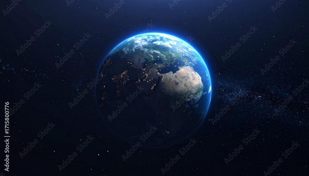 Fototapeta premium Earth shining quietly in deep space