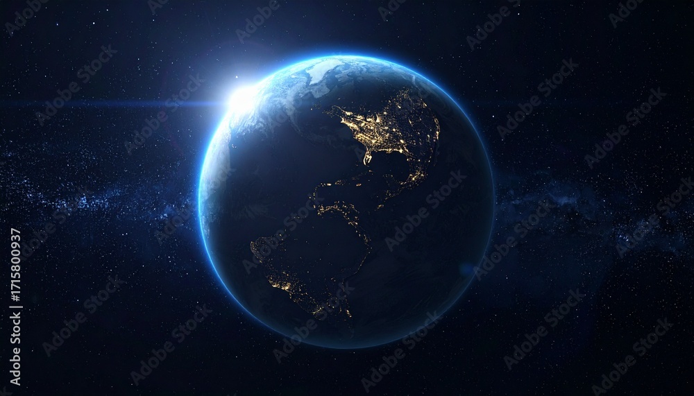 Fototapeta premium Earth shining quietly in deep space